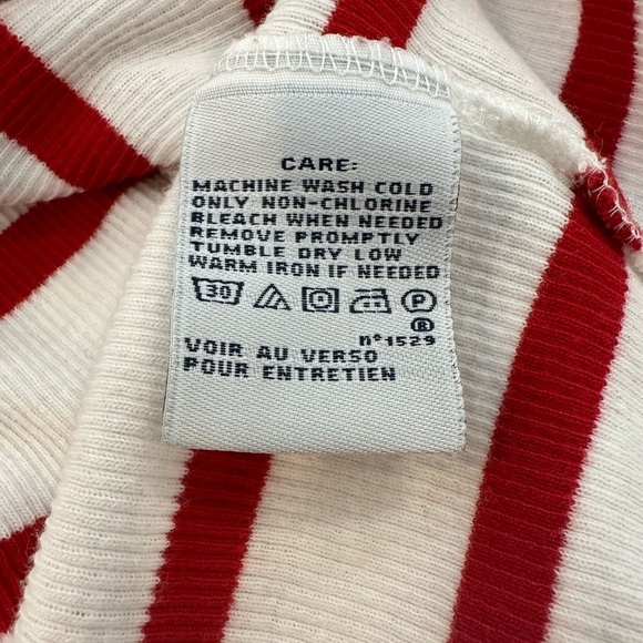 Ralph Lauren Sport Large Stripe Tie Rope Neck Top Polo Horse Logo Red and White - Picture 4 of 8